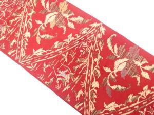 アンティーク　花更紗に狩人模様織り出し名古屋帯（着用可）